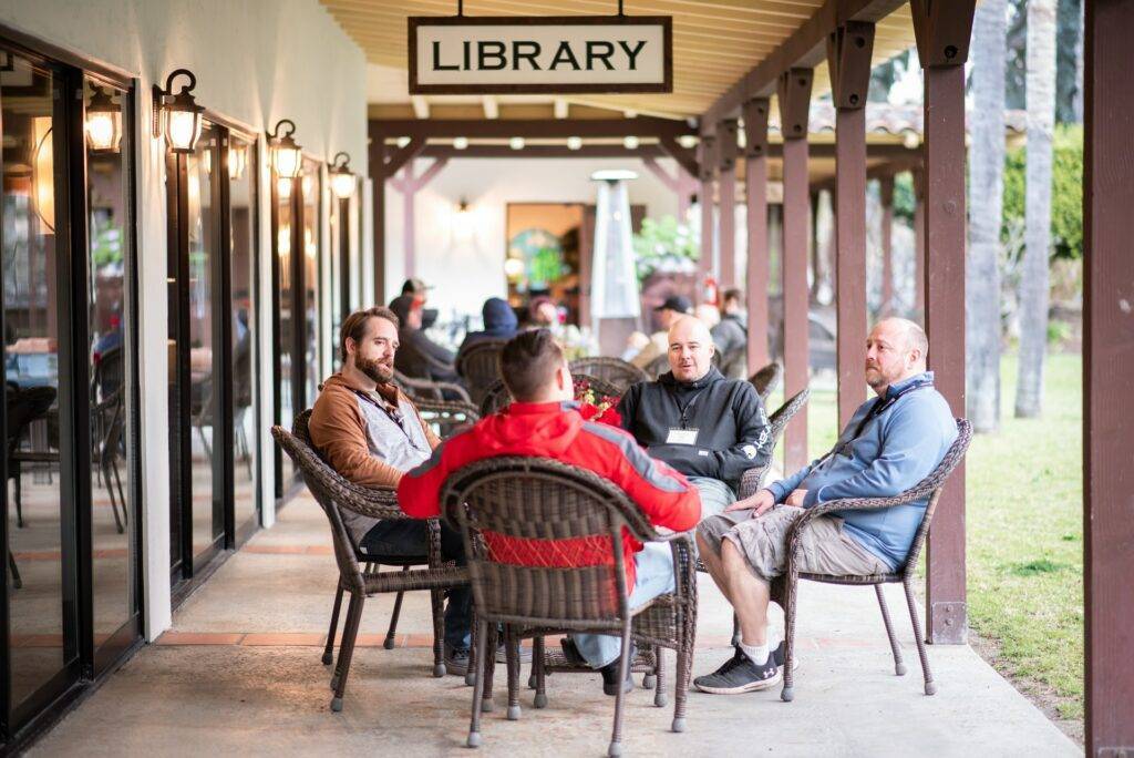 Men sitting around a table